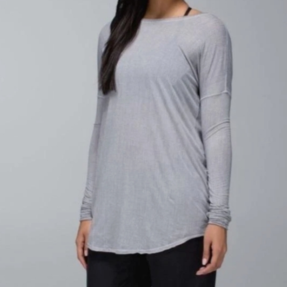 Lululemon Flip Your Dog Long Sleeve- Burnout Silver Spoon/ Sz 10